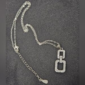 NEW Geometric 925 Silver & Zirconia Pendant Necklace